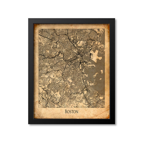 Boston Map Art Print, Massachusetts