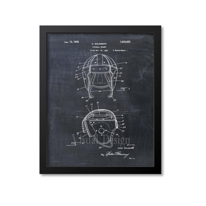 Football Helmet Patent Print 1925