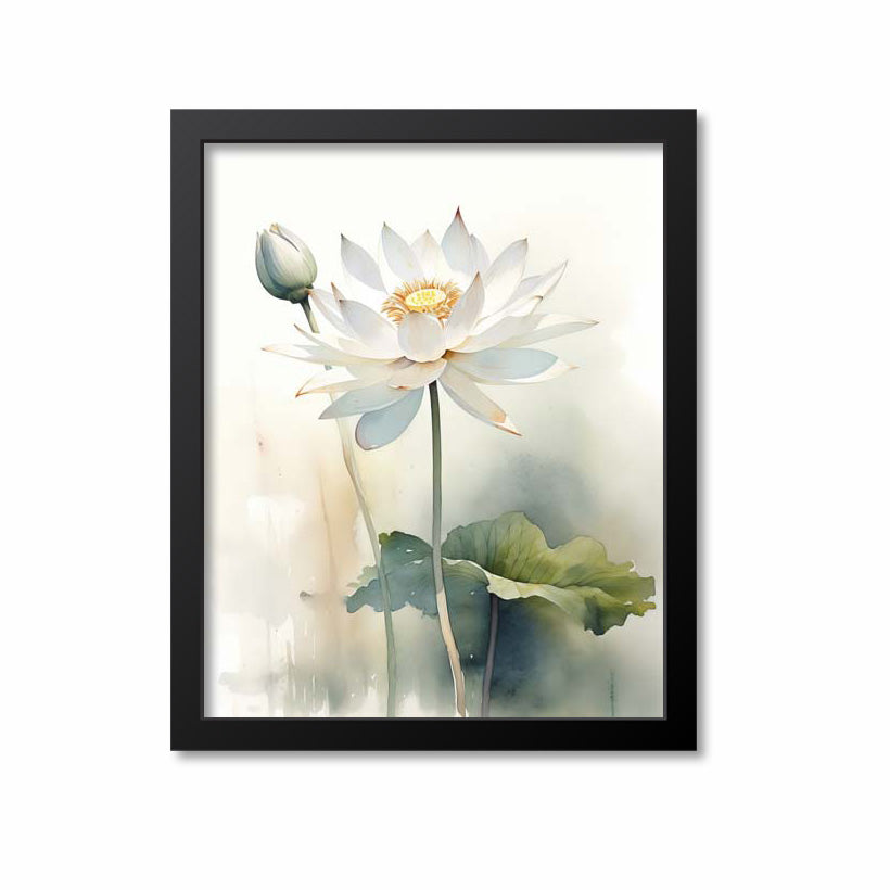 White Lotus Watercolor Botanical Print