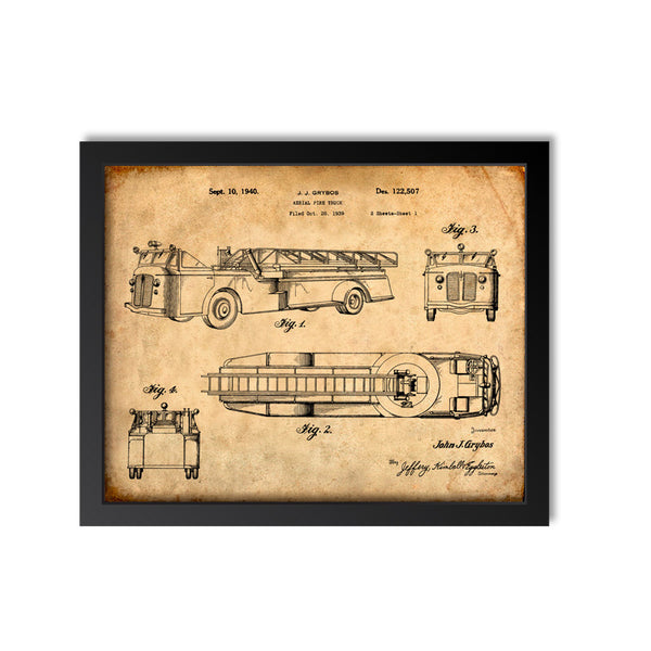 Aerial Firetruck Patent Print