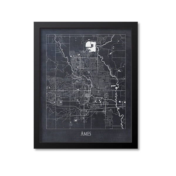 Ames Map Art Print, Iowa