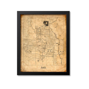 Ames Map Art Print, Iowa