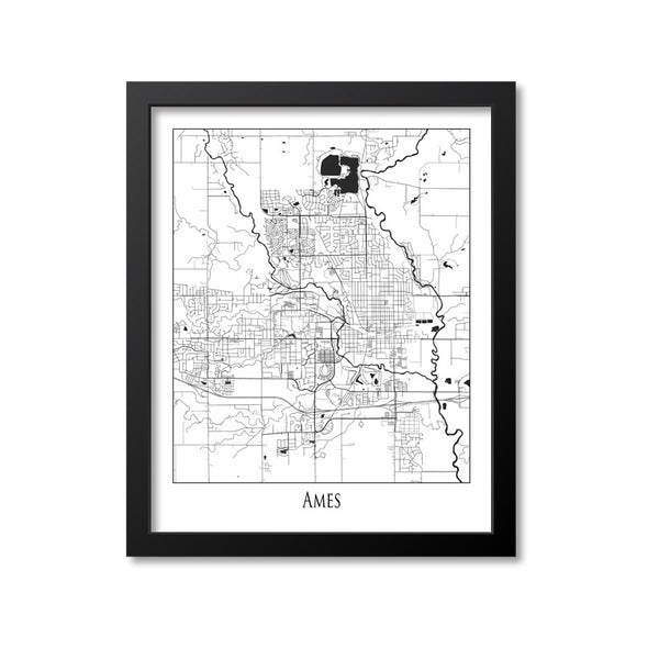 Ames Map Art Print, Iowa