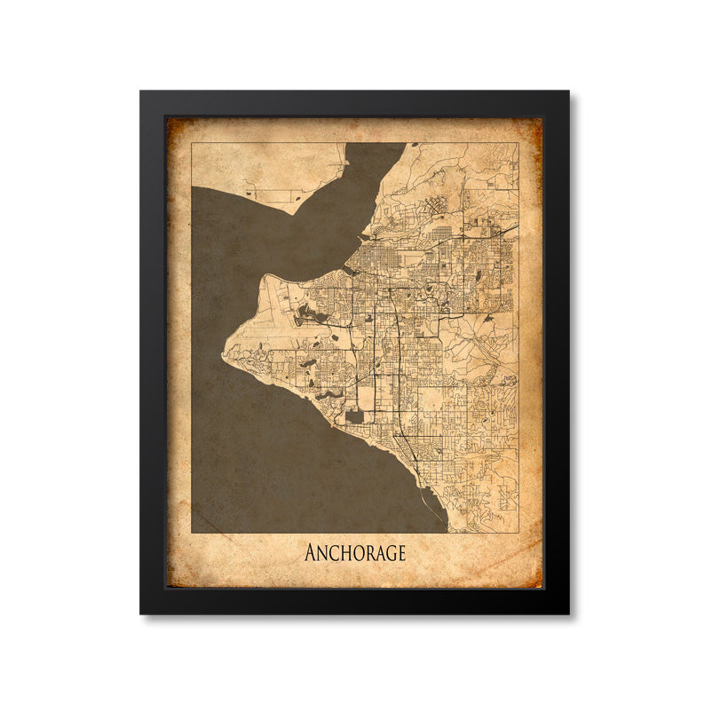 Anchorage Map Art Print, Alaska