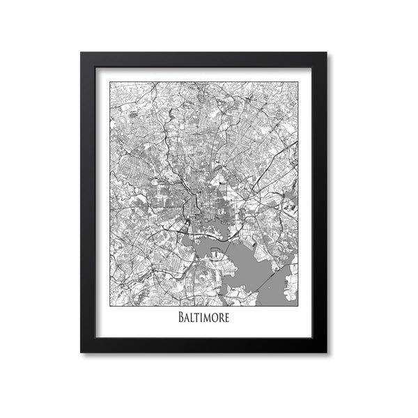 Baltimore Map Art Print, Maryland