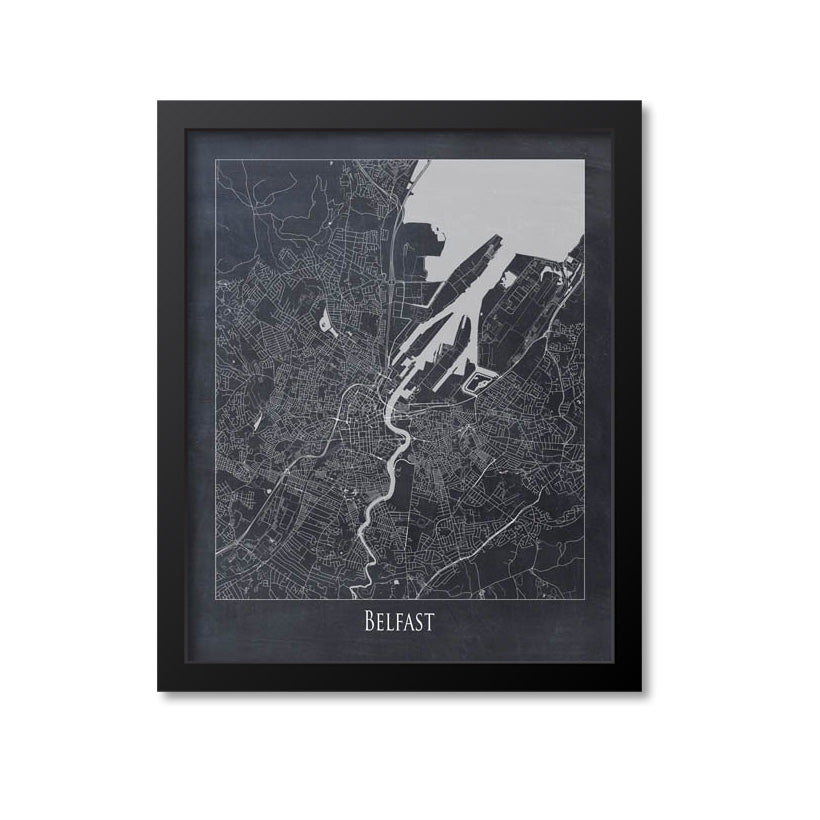 Belfast Map Art Print, Northern Ireland Print A Patent