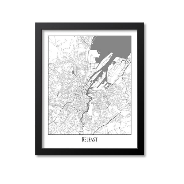 Belfast Map Art Print, Northern Ireland