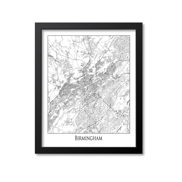 Birmingham Map Art Print, Alabama