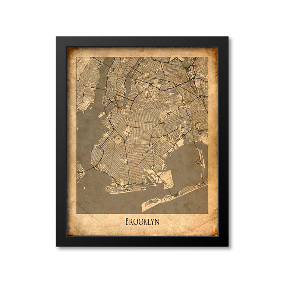 Brooklyn Map Art Print, New York