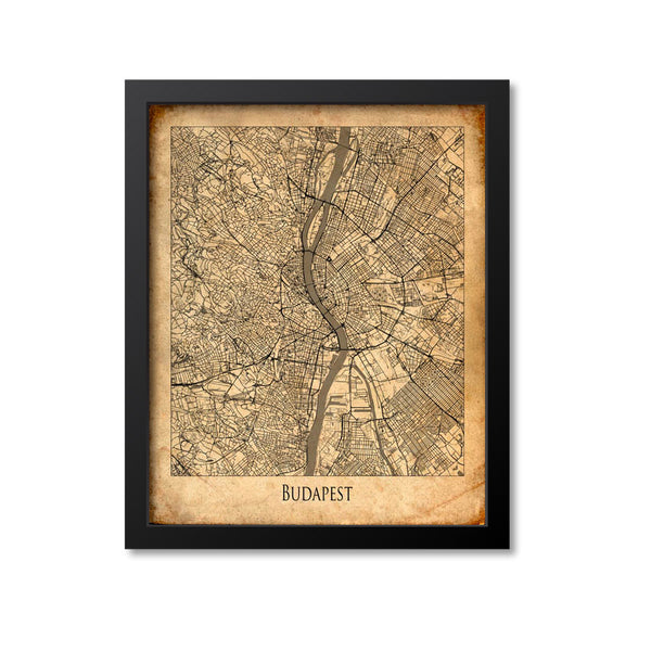 Budapest Map Art Print, Hungary