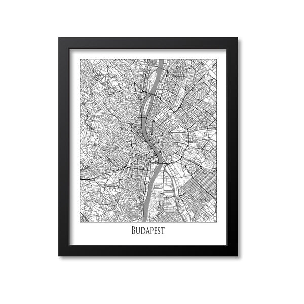 Budapest Map Art Print, Hungary