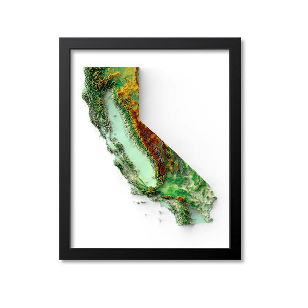 California Elevation Map Print