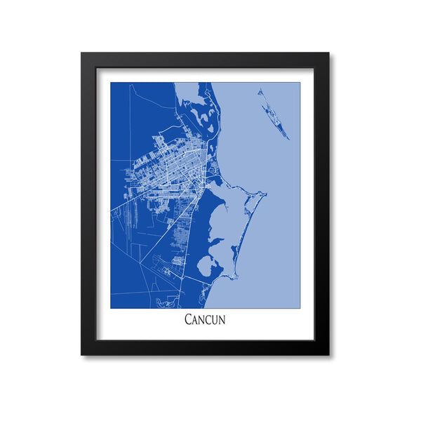 Cancun Map Art Print, Mexico