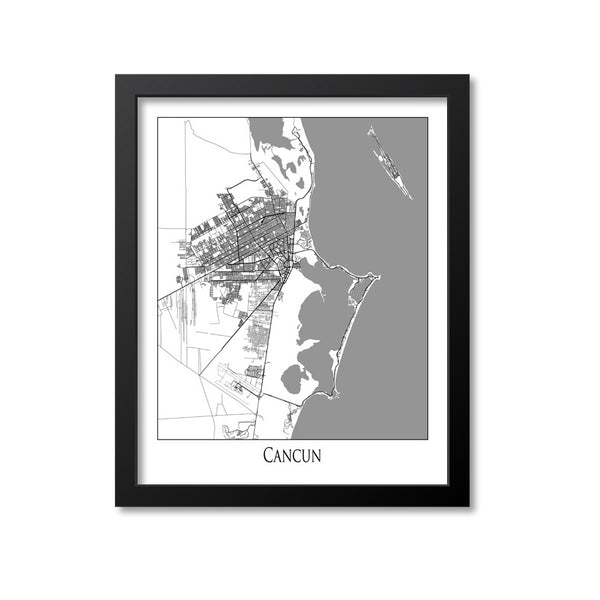 Cancun Map Art Print, Mexico