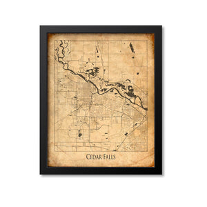 Cedar Falls Map Art Print, Iowa