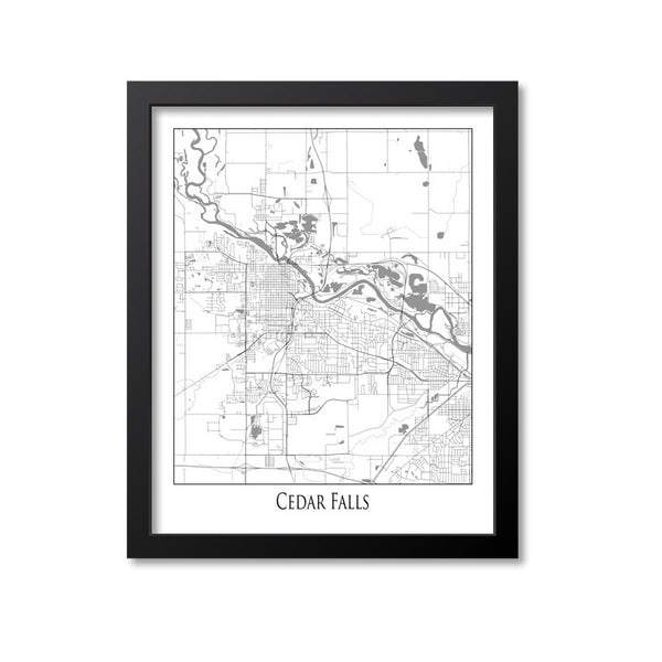 Cedar Falls Map Art Print, Iowa