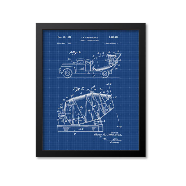 Cement Mixer Truck Patent Print