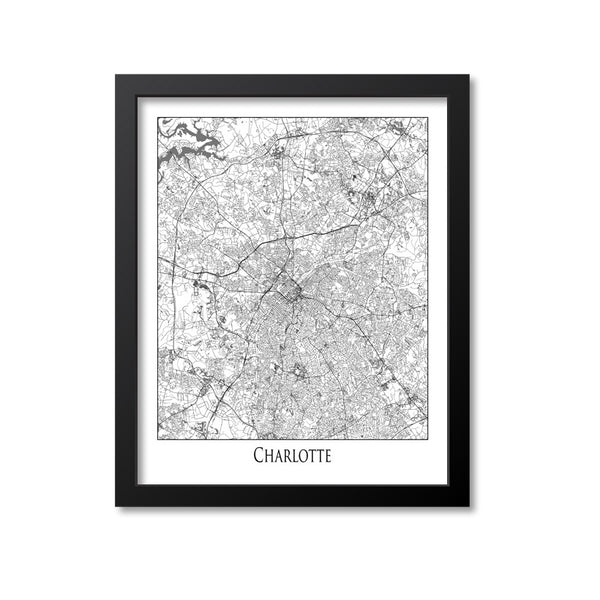 Charlotte Map Art Print, North Carolina