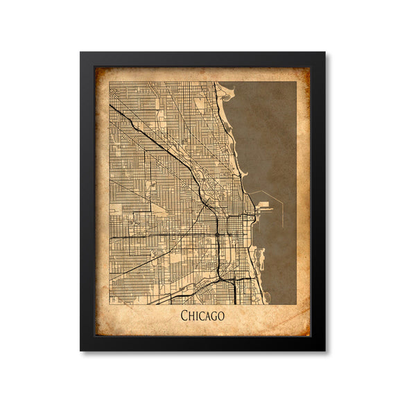 Chicago Map Art Print, Illinois