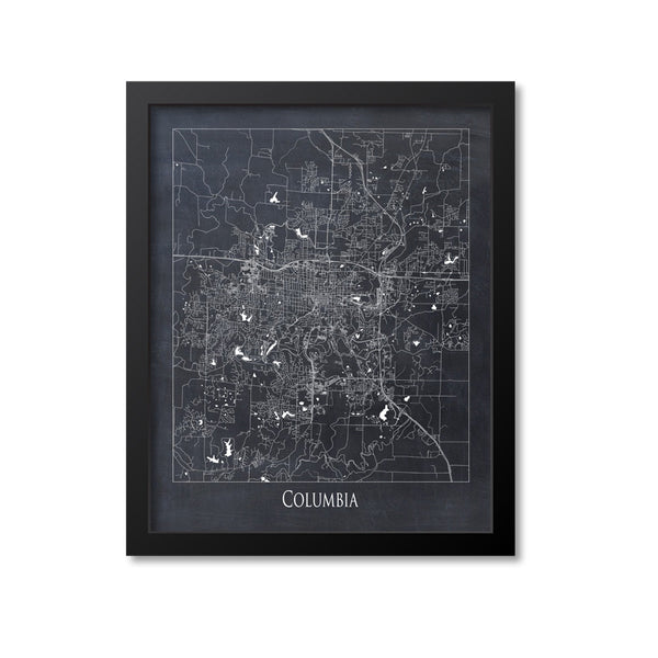 Columbia Map Art Print, Missouri
