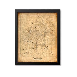 Columbia Map Art Print, Missouri