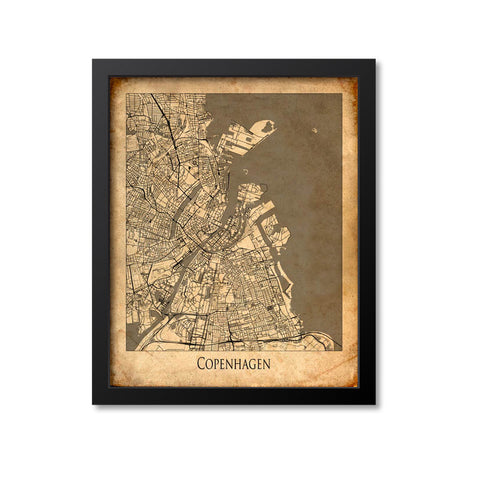 Copenhagen Map Art Print, Denmark