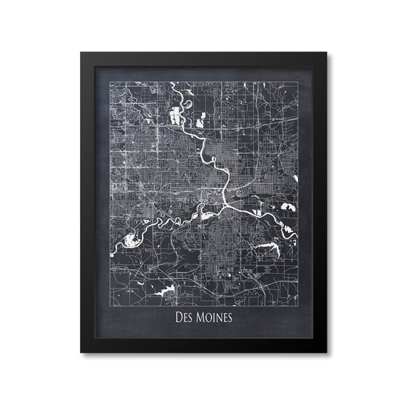Des Moines Map Art Print, Iowa