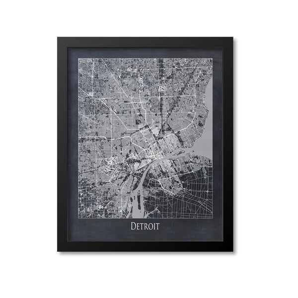 Detroit Map Art Print, Michigan