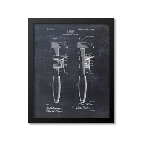 Framed Pipe Wrench Patent Print