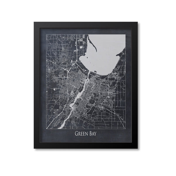 Green Bay Map Art Print, Wisconsin