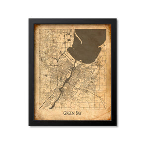 Green Bay Map Art Print, Wisconsin