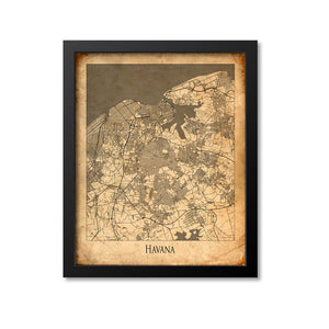 Havana Map Art Print, Cuba
