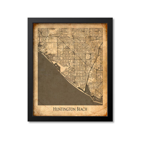 Huntington Beach Map Art Print, California