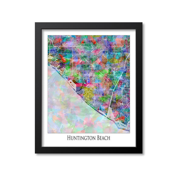 Huntington Beach Map Art Print, California