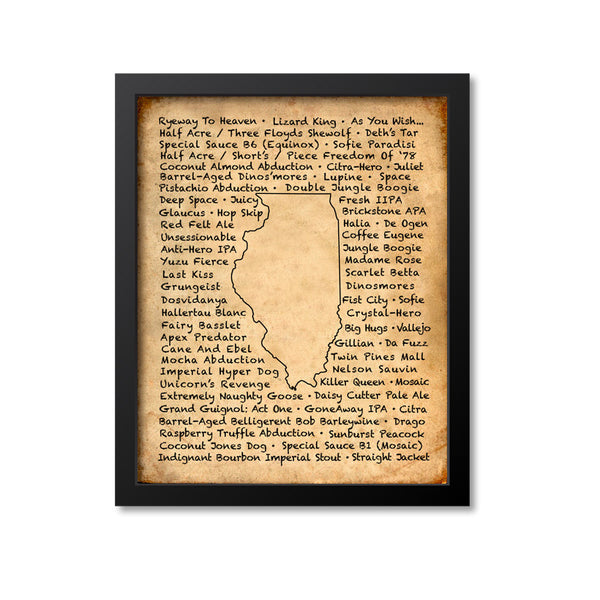 Illinois Beer Map Art Print