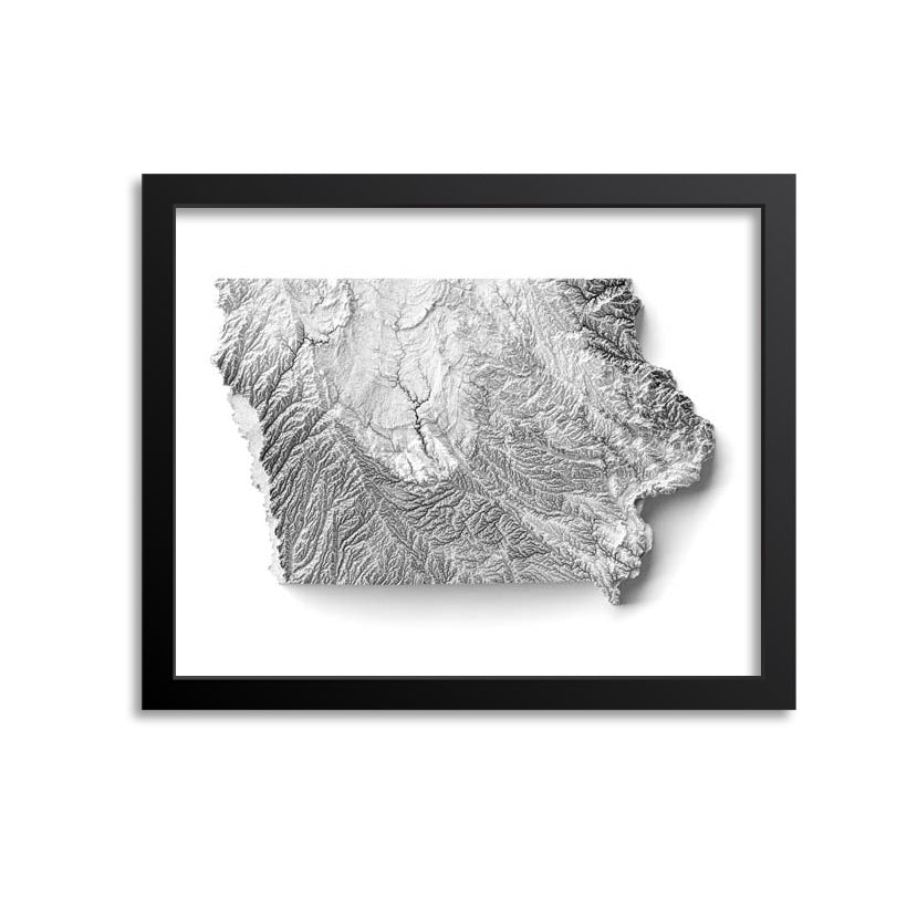 Iowa Elevation Map Print