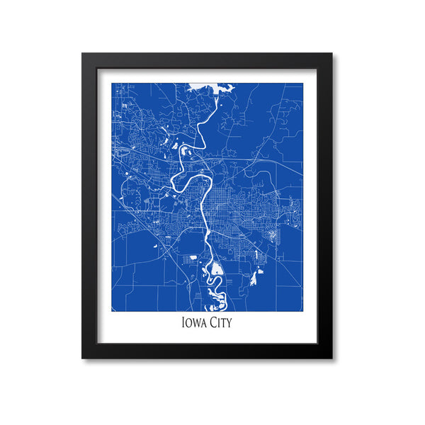 Iowa City Map Art Print, Iowa