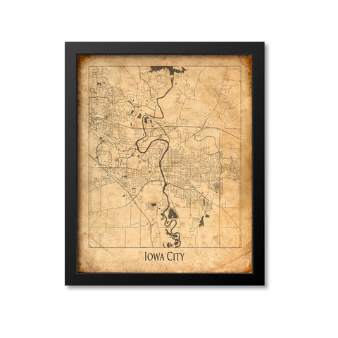 Iowa City Map Art Print, Iowa