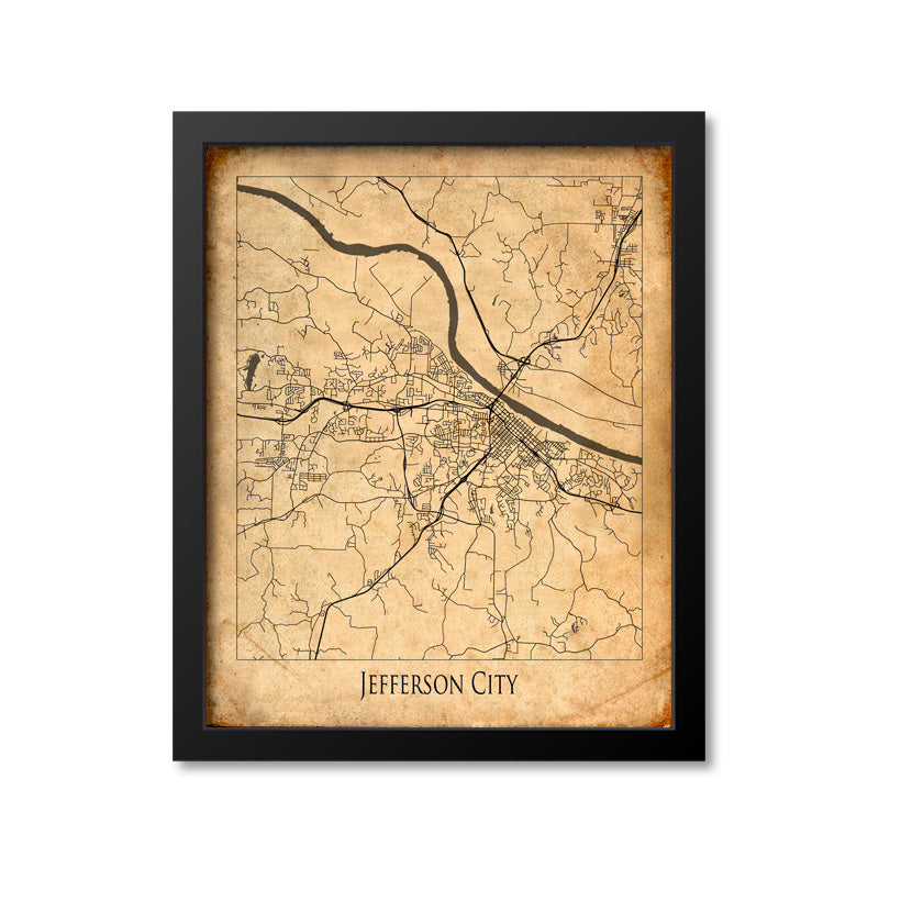Jefferson City Map Art Print, Missouri