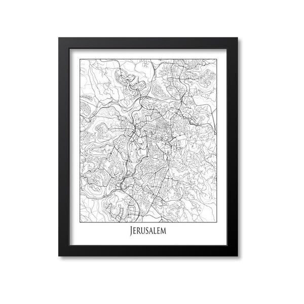 Jerusalem Map Art Print, Israel