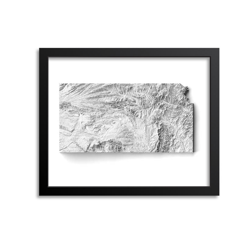 Kansas Elevation Map Print