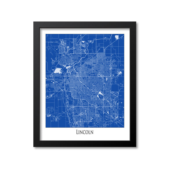 Lincoln Map Art Print, Nebraska