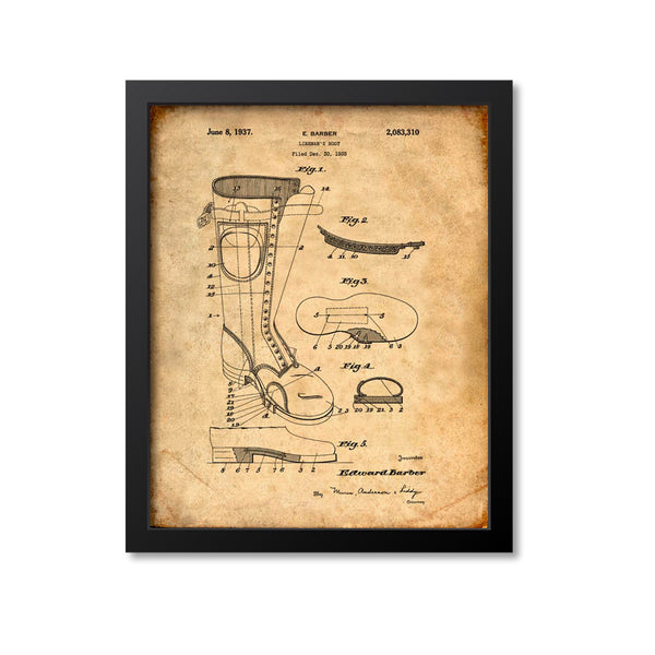 Lineman's Boot Patent Print