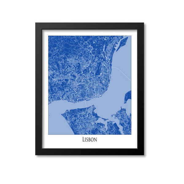 Lisbon Map Art Print, Portugal