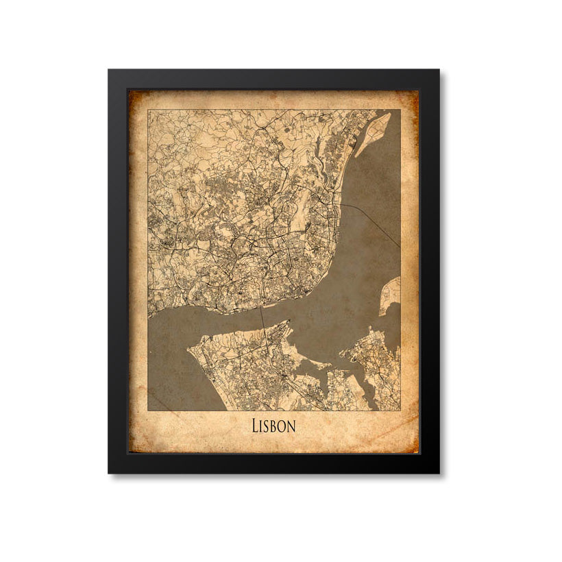 Lisbon Map Art Print, Portugal