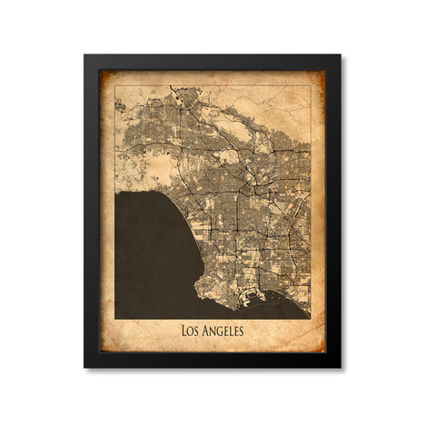 Los Angeles Map Art Print, California