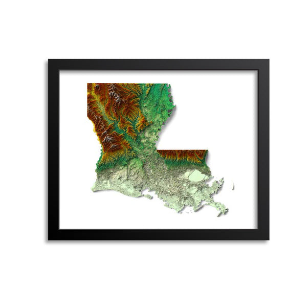 Louisiana Elevation Map Print
