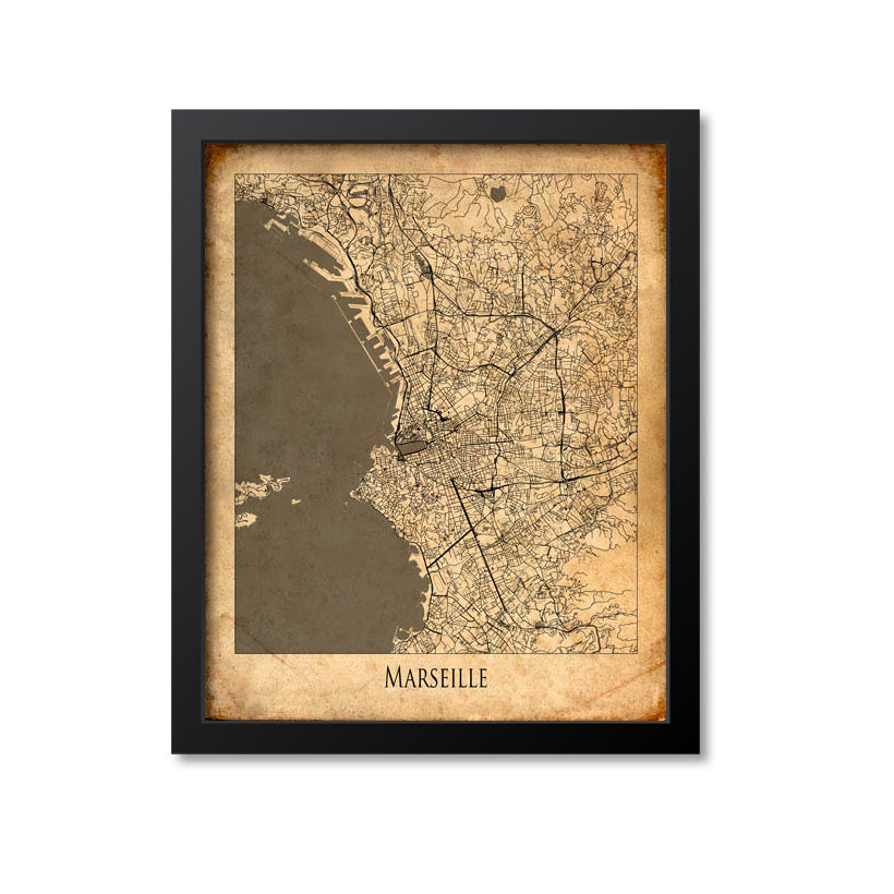 Marseille Map Art Print, France