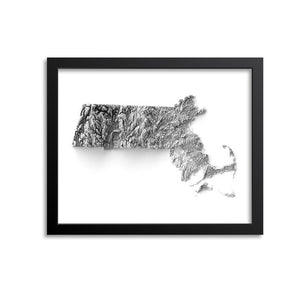 Massachusetts Elevation Map Print