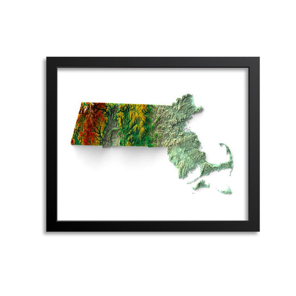 Massachusetts Elevation Map Print